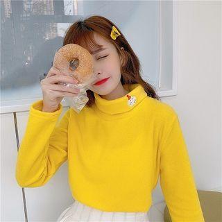 Print Mock-neck Loose-fit Long-sleeve Top