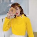 Print Mock-neck Loose-fit Long-sleeve Top