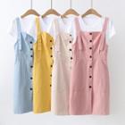 Set: Short-sleeve T-shirt + Button Jumper Dress