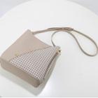 Houndstooth Panel Faux Leather Bucket Bag