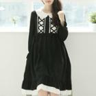 Peterpan-collar Crisscross Lolita Dress Black - One Size