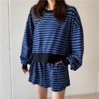 Striped Pullover / Drawstring Shorts