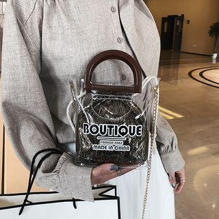 Set: Lettering Pvc Tote Bag + Drawstring Pouch