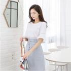 Lace-trim Frilled-sleeve T-shirt