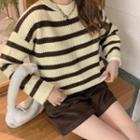 Striped Cropped Sweater Brown Stripes - Off-white - One Size