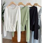 Long-sleeve Plain Mock Two-piece Light Knit Top