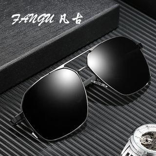 Double-bridge Aviator Metal Frame Sunglasses