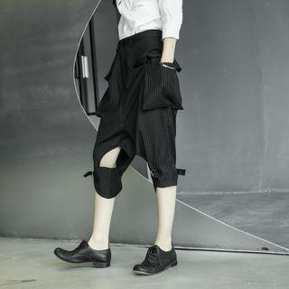 Striped Cut-out Cropped Harem Pants