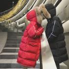 Couple Matching Furry-trim Hooded Padded Zip Coat