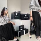 Inset Drawstring Sweatshirt Long Mesh Skirt Gray - One Size