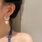 Heart Faux Pearl Rhinestone Dangle Earring 1 Pair - Gold - One Size
