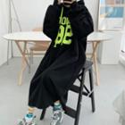 Printed Fleece-lined Long Hoodie Dress