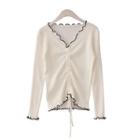 Frilled Trim Long-sleeve Knit Top