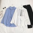 Asymmetric Long-sleeve Button-down Shirt