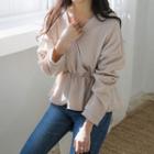 V-neck A-line Top Beige - One Size