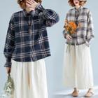 Plaid Ruffle-sleeve Shirt