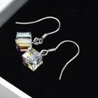 Cube 925 Sterling Silver Drop Earring Silver + White - One Size