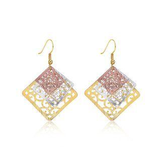 Simple Tricolor Square Earrings Silver - One Size