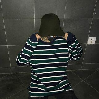 Long-sleeve Contrast Color Stripes T-shirt