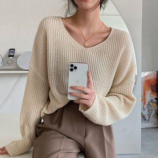 Plain Drop-shoulder Sweater