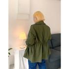 Plus Size Drawstring-waist Parka Khaki - Jf