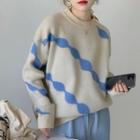 Jacquard Sweater Khaki & Blue - One Size