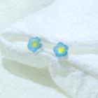 Floral Stud Earring 1 Pair - Silver Needle - Stud Earrings - Blue - One Size