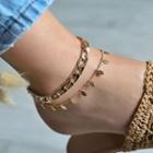 Set: Leaf Anklet + Chain Anklet 15045 - Set - Gold - One Size