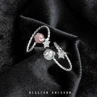 Moonstone Alloy Moon & Star Open Ring