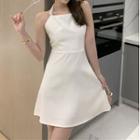 Halter-neck Faux Pearl Mini A-line Dress