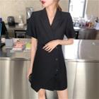 Plain Short-sleeve Blazer Dress