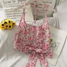 Slim-fit Printed Halter Top Pink - One Size
