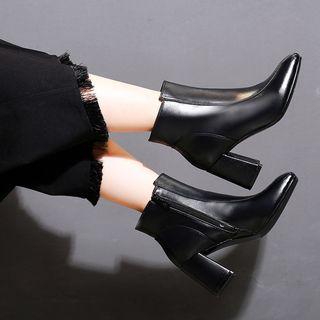 Square-toe Chunky-heel Ankle Boots