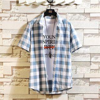 Short-sleeve Gingham Check Shirt