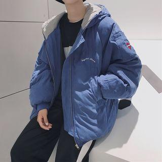 Heart Embroidered Hooded Padded Coat