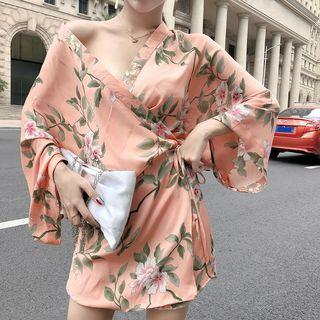 Floral Print Dress Orange - One Size