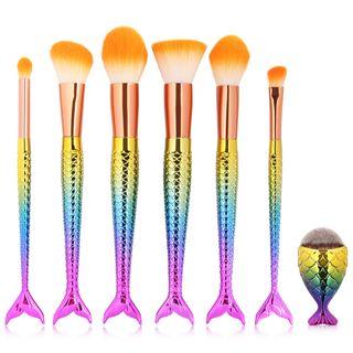 Set Of 7: Gradient Mermaid Tail Makeup Brush