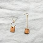 Asymmetric Wooden Geometry Earring / Clip-on Earring