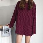 Striped Long-sleeve T-shirt Red - One Size