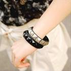 Square Studded Faux Leather Bangle