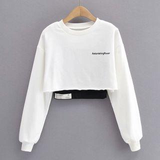 Set: Lettering Cropped Sweatshirt + Tank Top