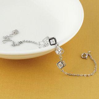 925 Sterling Silver Caged Rhinestone Bracelet As Shown In Figure - One Size