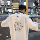 Elbow-sleeve Geometry Embroidery T-shirt