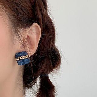 Alloy Chain Denim Square Earring 1 Pair - 925 Silver - One Size
