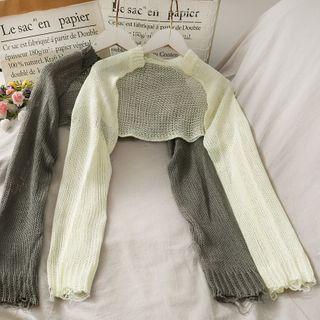 Cropped Open-front Light Knit Cape