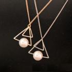 Faux Pearl Alloy Triangle Pendant Necklace