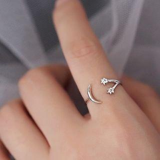 Crescent & Star Open Ring
