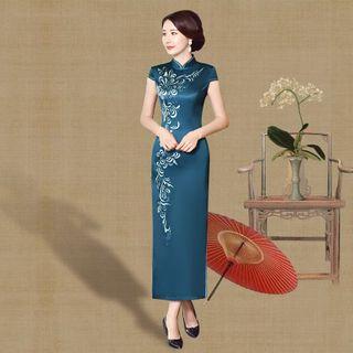 Short-sleeve Maxi Printed Qipao (various Designs)