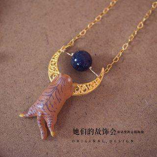 Cat And Moon Necklace