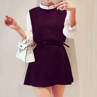 3/4-sleeve Mock Two Piece Dress